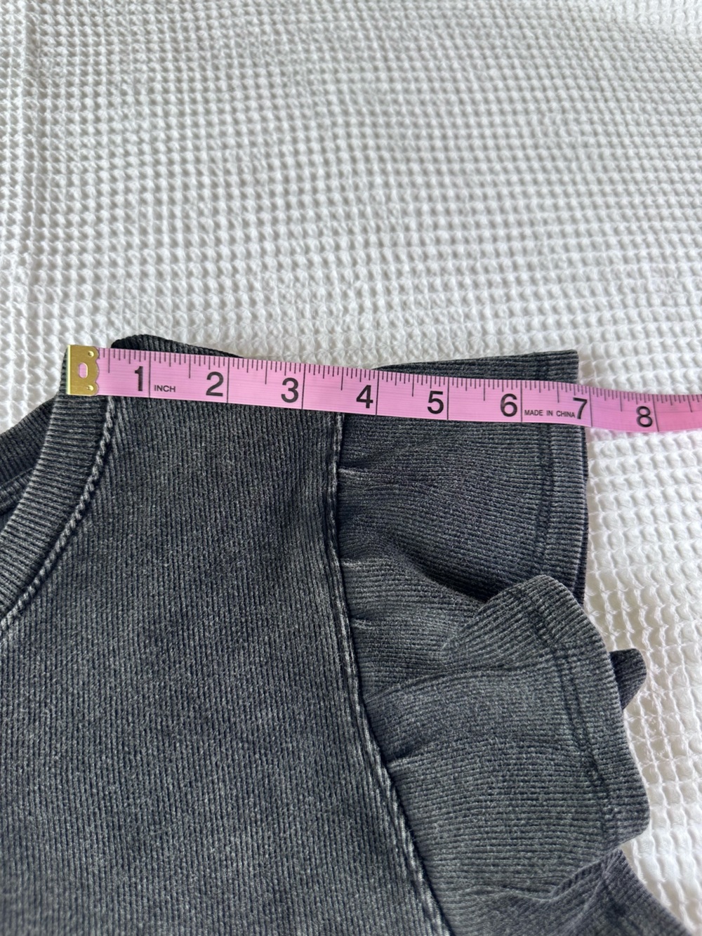 Black Washed Ruffle Sleeve Top - Picture 10 of 12